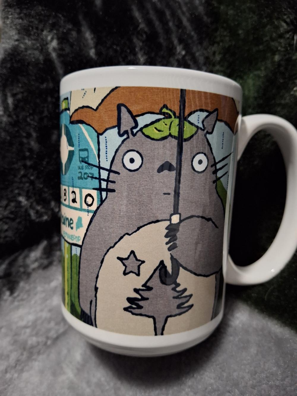 Studio Ghibli Totoro Maine Bus Stop Art Mug by @mikepop.art - NWOT